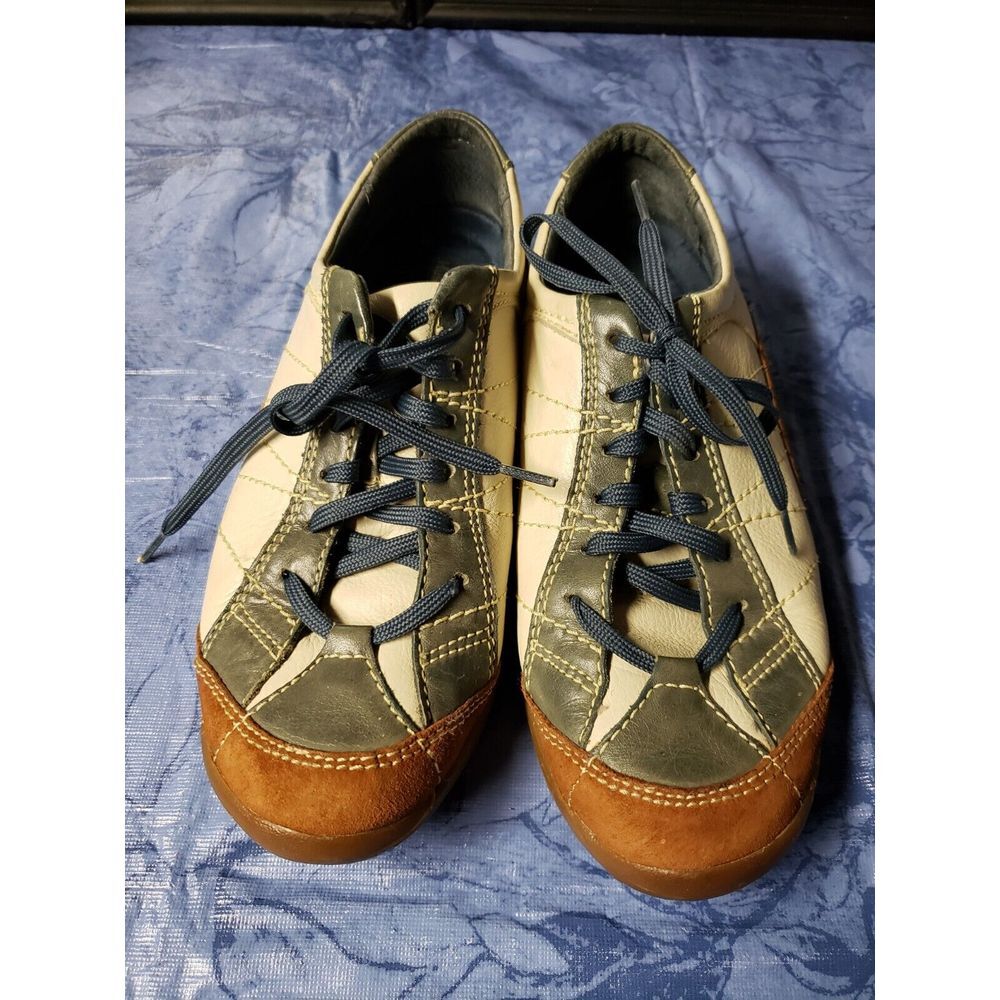 Hush Puppies 100% Relax Beige Leather Upper Brown Suede Lace Up comfort women 7